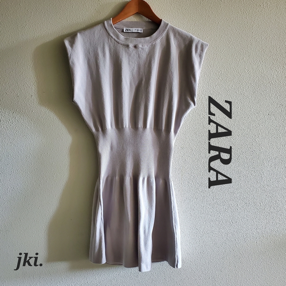 Zara Light Gray Ribbed Dress